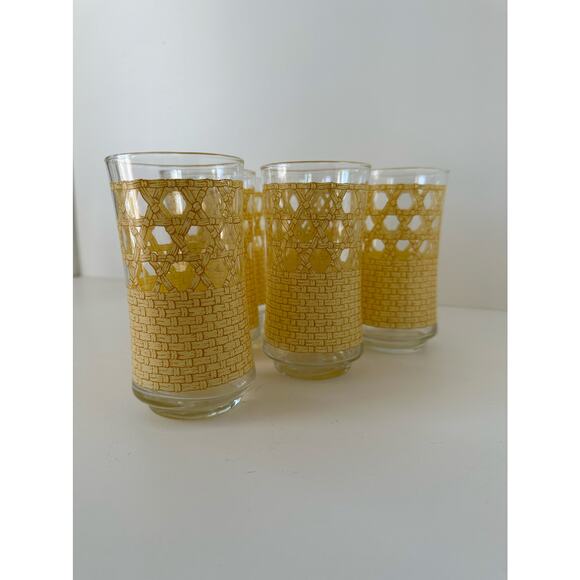 Vintage 1970's Rattan Caned Pattern glasses, tumblers, water, - Picture 4 of 6